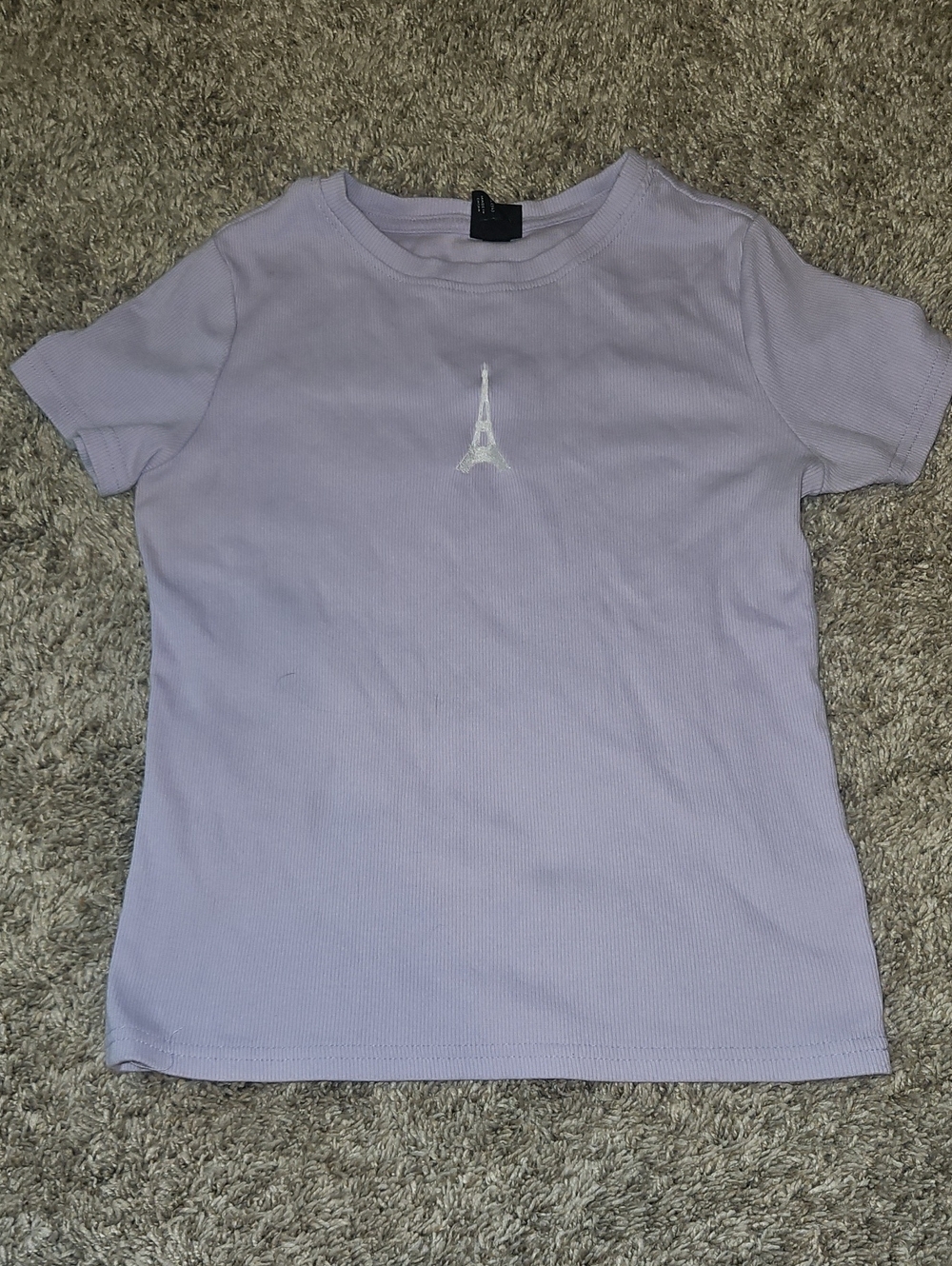 art class Lilac Short Sleeve Tee with Eiffel Tower Embroidery